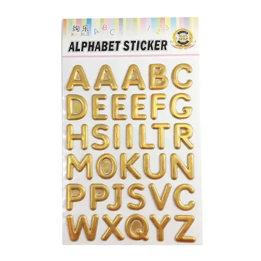 sticker alphabet abecedario 35mms color metalizado oro dorado 0