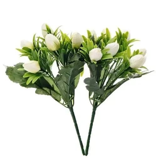 ramo flores artificiales pimpollos ramo 30cms cod 645 color blanco 0