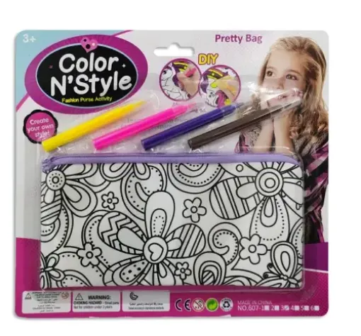 set para pintar infantil cartuchera de19x10cms color nstyle incluye 4 marcadores 0