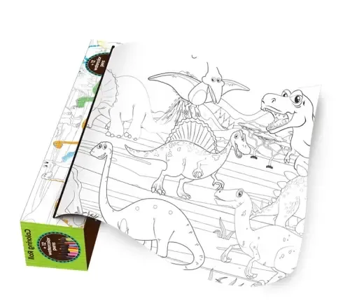set para pintar infantil rollo tnt 100x20cms 6 marcadores modelo dinosaurios 0