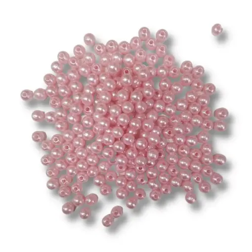 perlas importadas sueltas para enhebrar plastico abs 6mms color rosado claro x25grs 0