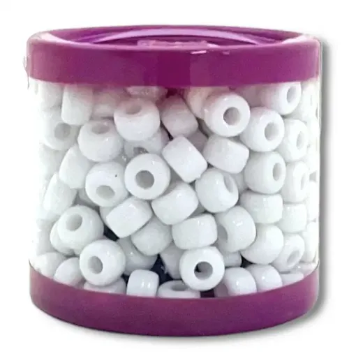 cuentas acrilico redondas 10mms fun collection pote color blanco 0