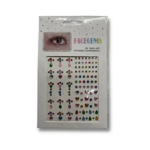 sticker facegems set apliques 3d nail art corporales 11x18cms modelo nro 3 0