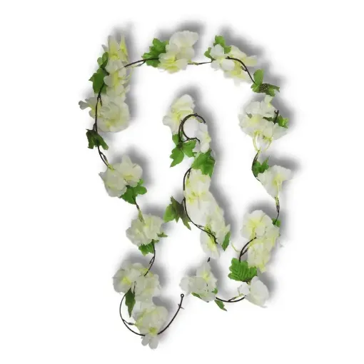 guia flores artificiales hortensia hojas 200cms gf2199 color blanco 0