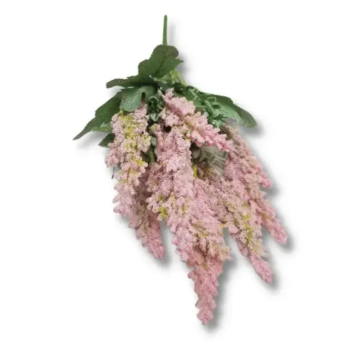 ramo flores artificiales lavandas pastel follaje x7 38cms color rosado claro 0