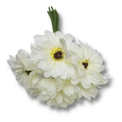 bouquet flores artificiales mini gerberas pastel x7 24cms t 2203 color blanco 0