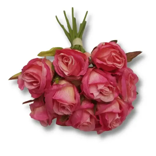 bouquet flores artificiales mini rositas x12 25cms t 2204 color rosado 0