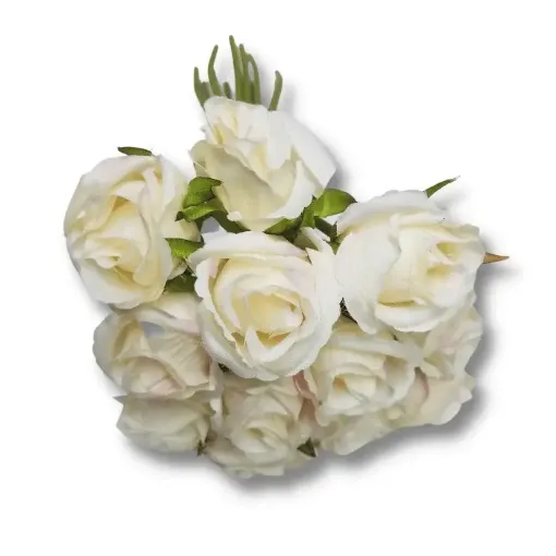 bouquet flores artificiales mini rositas x12 25cms t 2204 color marfil 0
