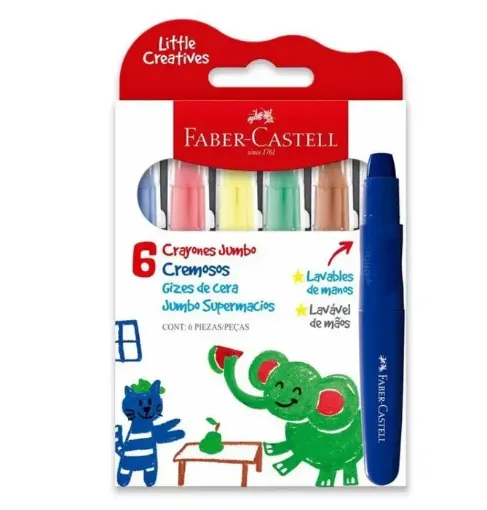 set 6 marcadores crayones lavables faber castell little creatives 224006 0