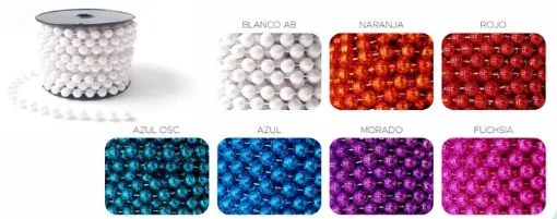guia ribete perlas 8mms carretel 9mts variedad colores 0