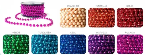 guia ribete perlas 6mms carretel 9mts variedad colores 0