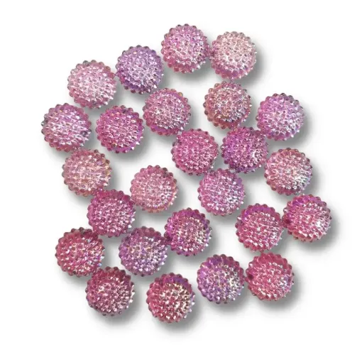 piedra para coser gema facetada forma redonda 20mms por 10 unidades color rosado iridiscente 0