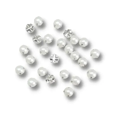boton para coser media perla imitacion 7mms por 25 unidades plata perla color natural 0