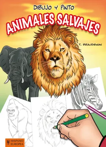 libro dibujo pinto animales salvajes editorial hispano europea 20x27cms 48pags 0
