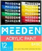 set 12 acrilicos premium pomo 22ml no toxicos sin acidos meeden x12 colores vibrantes 0