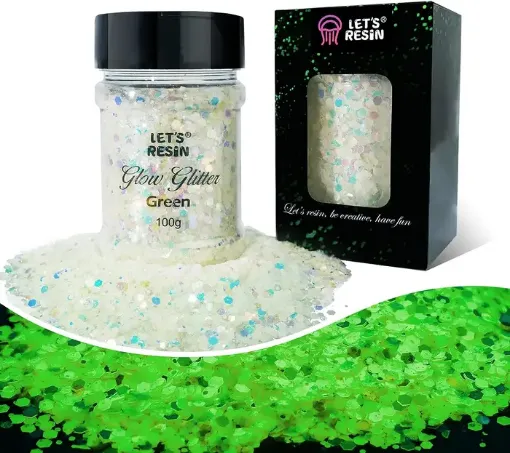 purpurina gruesa glitter para resina epoxi lets resin glow in the dark luminosa verde x100grs 0