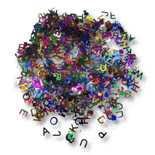 confetti metalizado glitter art forma letras bolsa 10grs 0
