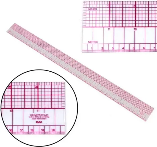 regla acrilico flexible multifuncional para realizar patrones costura nro b 97 metric ruler 60x5cms 0