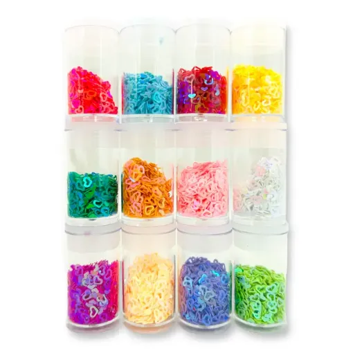 confetti glitter forma corazon set 12 potes diferentes colores brillantes 0