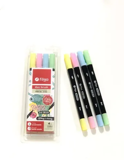 set 4 marcadores filgo duo brush pen punta pincel x4 colores pastel 0