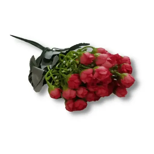 ramo flores artificiales mini pimpollos x6 28cms a2455 color rojo claro 0