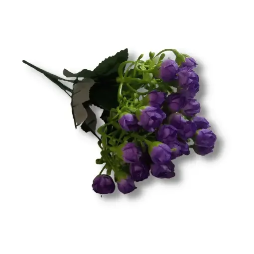 ramo flores artificiales mini pimpollos x6 28cms a2455 color violeta 0