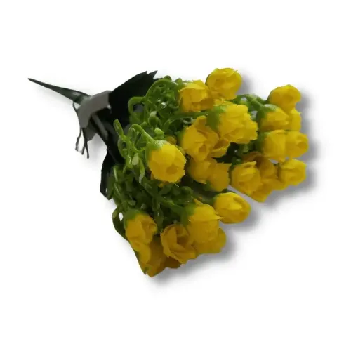 ramo flores artificiales mini pimpollos x6 28cms a2455 color amarillo 0