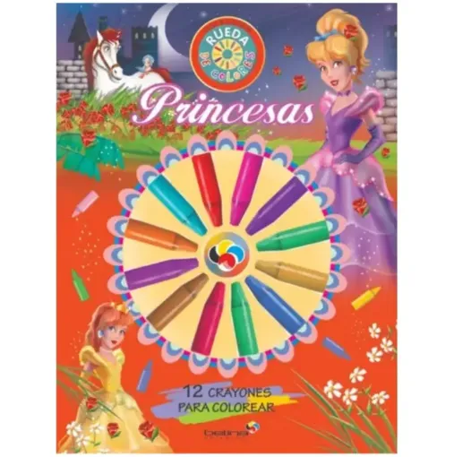 libro infantil para colorear rueda colores editorial betina 21x28cms 24pags 12 crayones princesas 0