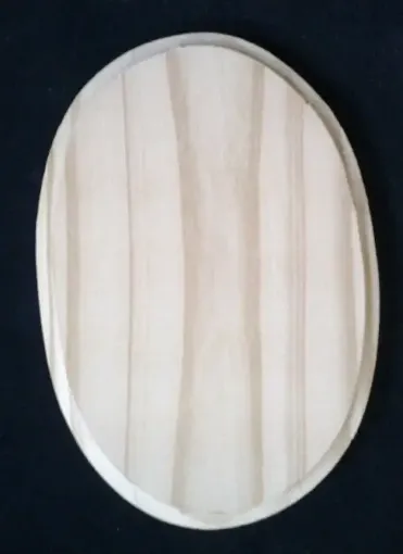 peana base madera pino grande 15x21cms forma ovalada cuerda 0