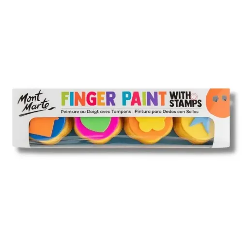 set 4 pinturas para dedos dactilopintura sellos mont marte finger paint with stamps 0