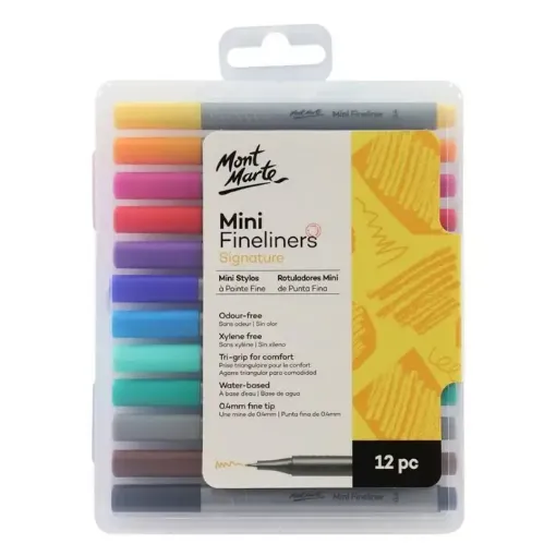 marcadores fibras fineliner punta 0 4mm signature mont marte x12 colores vibrantes 0