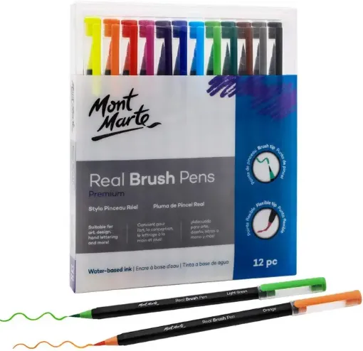 set 12 marcadores punta pincel profesionales real brush pen mont marte dibujo acuarela lettering 0