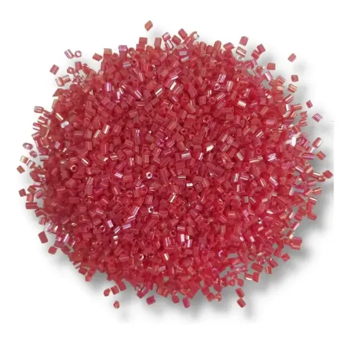 mostacillas canutillos paquete 50grs color rojo iridiscente 2mms 0