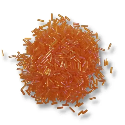 mostacillas canutillos paquete 50grs color naranja iridiscente 7mms 0