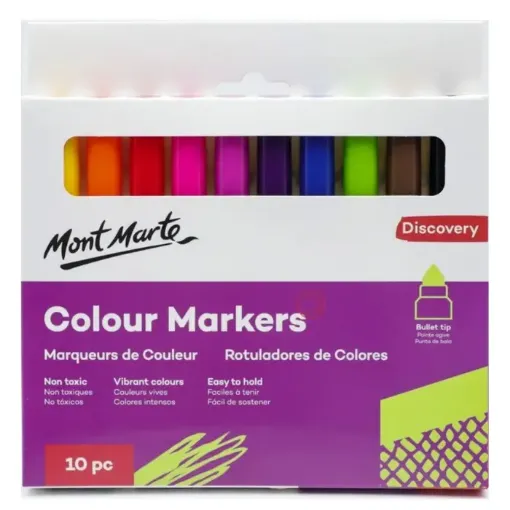 set 10 marcadores artisticos punta bala gruesa no toxicos mont marte x10 colores brillantes 0