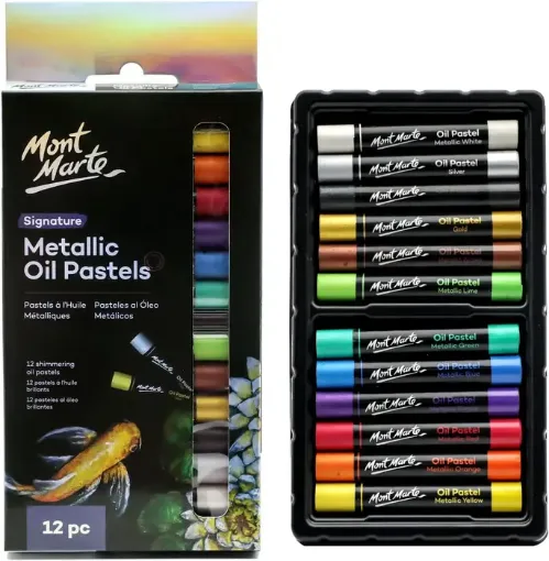 oleo pasteles metalicos signature mont marte set 12 colores metalizados alta pigmentacion 0