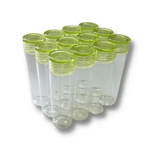 frasquito vidrio boca ancha rb12572 2x8cms por 12 unidades tapa acrilico color verde 0