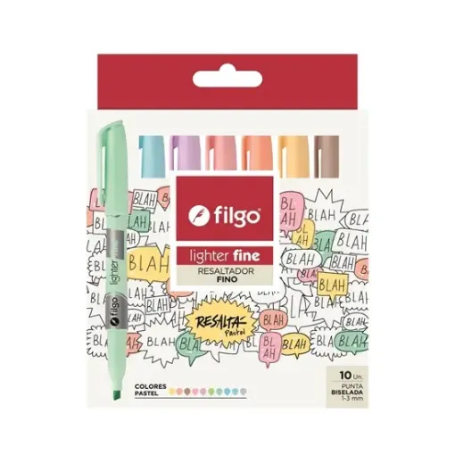 set 10 resaltadores filgo lighter fine marker 10 colores pastel 0