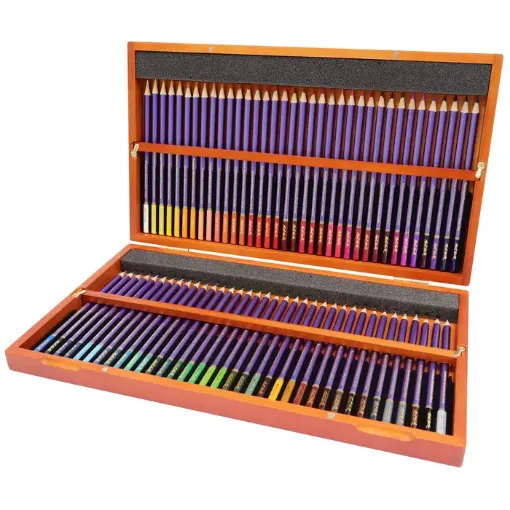 set 72 lapices acuarelables premium mont marte x72 colores alta pigmentacion caja madera 0