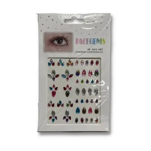 sticker facegems set apliques 3d nail art corporales 11x18cms modelo nro 7 0