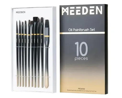 La Casa del Artesano-Set de 10 pinceles profesionales para pintar al oleo  MEEDEN Premium Artist Oil Set x10