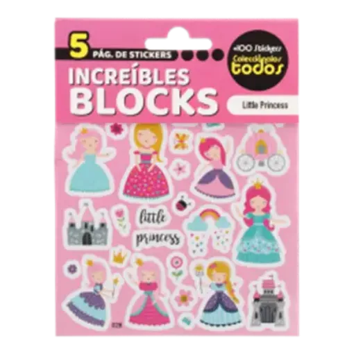 block 5 hojas stickers adhesivos 10x13cms modelo princesas 0