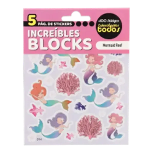block 5 hojas stickers adhesivos 10x13cms modelo arrecife 0
