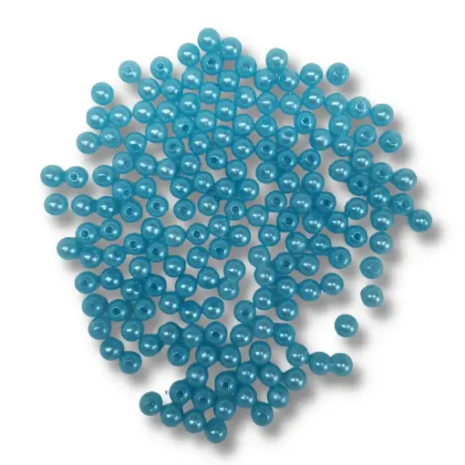perlas importadas sueltas para enhebrar plastico abs 6mms color celeste oscuro turquesa x25grs 0