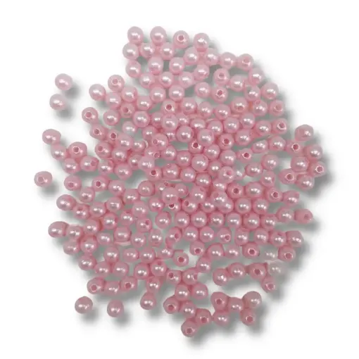 perlas importadas sueltas para enhebrar plastico abs 6mms color rosa bebe x25grs 0