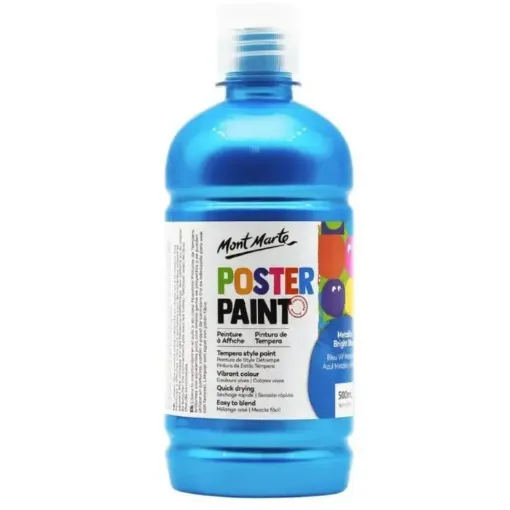 tempera poster paint secado rapido terminacion satinada mont marte x500ml color azul metalizado 0