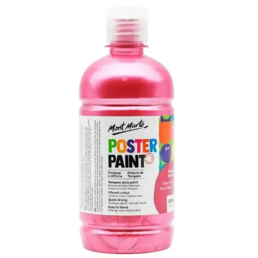tempera poster paint secado rapido terminacion satinada mont marte x500ml color rosado metalizado 0