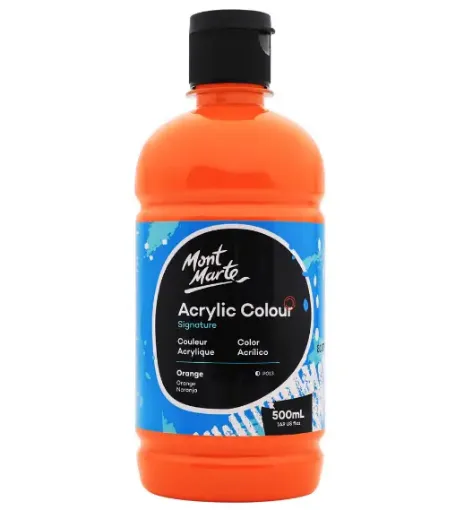 pintura acrilica secado rapido acabado semimate signature mont marte x500ml color naranja 0