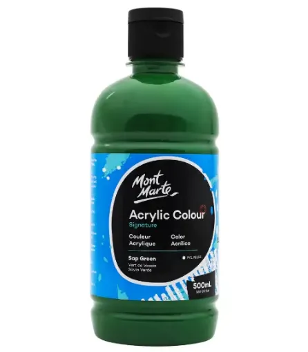 pintura acrilica secado rapido acabado semimate signature mont marte x500ml color verde savia pasto 0