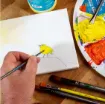 pintura acrilica secado rapido acabado semimate signature mont marte por litro color amarillo ocre 2